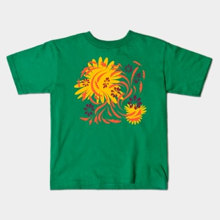 Folk flowers floral art print Flowers abstract art Kids T-Shirt